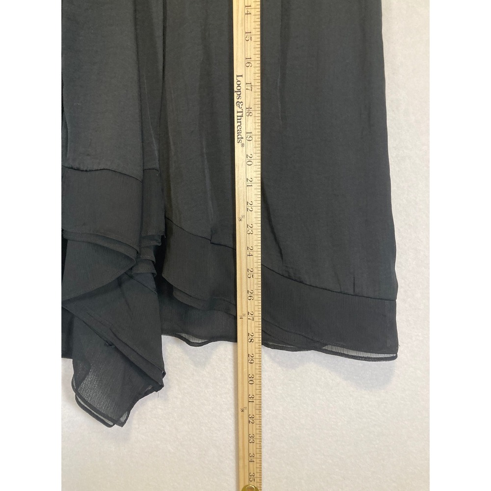 Chic Simply Vera Vera Wang Women XL Black Asymmetrical Drape V-Neck Blouse Top - Picture 5 of 10
